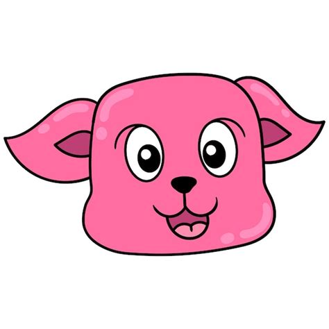 Rosa Hund Kopf süßes Gesicht lächelnd, Vektor-Illustration Karton ...