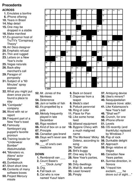 Printable Daily Crossword Puzzle Medium