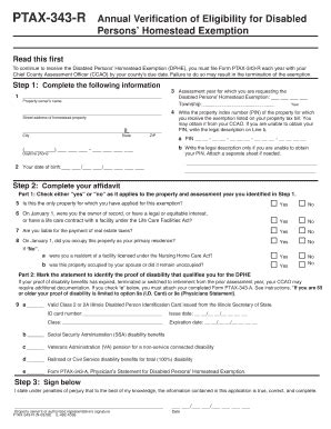 Illinois Disabled Persons’ Homestead Exemption Form - Blank Fillable ...