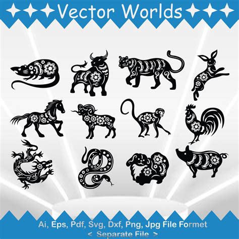 Chinese Zodiac Animal SVG Vector Design. - MasterBundles