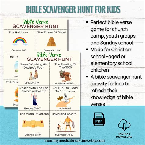 Bible Scavenger Hunt Church Treasure Hunt | Printable Bible Game Bible ...