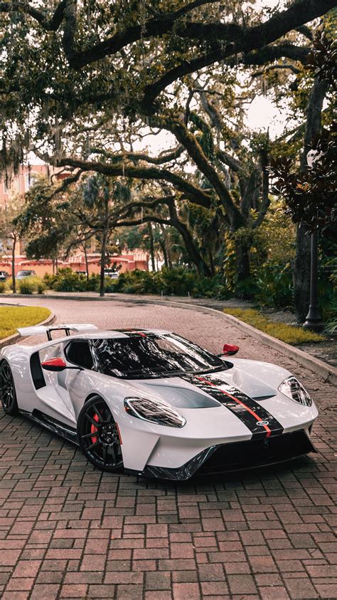 Download wallpaper 2160x3840 ford gt, ford, sportscar, white, side view ...