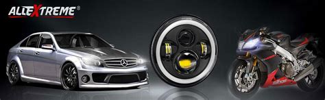 AllExtreme 7 Inch Full Ring Round LED Headlight with Hi/Low Beam and ...