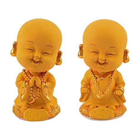 Ewolve Gift Set of 2 Nodded Head Cute Monk Laughing Baby Showpiece Idol ...