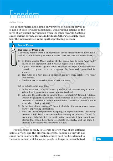 Freedom - NCERT Book of Class 11 Political Theory
