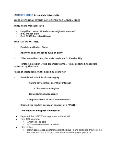 APHG 2024 State Concept, Boundaries, Geopolitics Activity - USE UNIT 4 ...