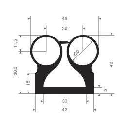 P Solid Rubber Profile 42x42mm | Durable Sealing Strip
