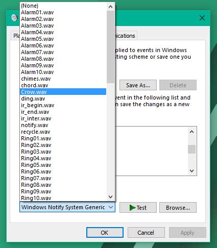 Notification Sound Settings Windows 1.0 的图像结果