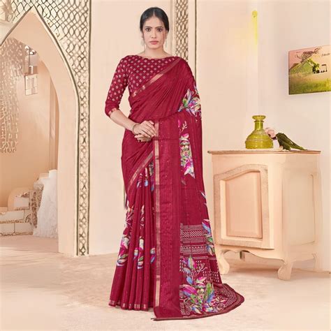 Maroon Sequins Jacquard Work Soft Cotton Silk Saree for Women – Kalyanja