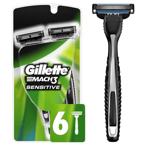 Gillette Mach3 Men's Disposable Razor, Sensitive, 6 Count, Mens Razors ...