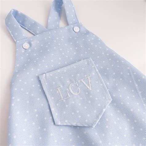Pierre Baby Boy Overalls Blue Polka Dot Romper Custom Initial Pocket ...