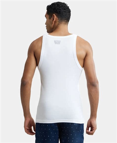 Buy Super Combed Cotton Rib Square Neck Gym Vest - White (Pack of 2 ...