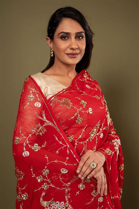 red pure chiffon aari sequins jaal handwork saree