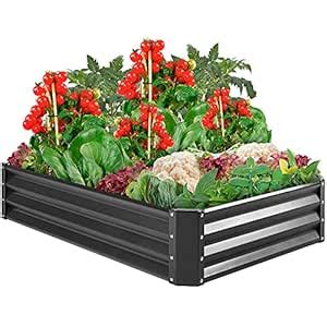 Best Choice Products 6x3x1ft Outdoor Metal Raised Garden Bed Box ...