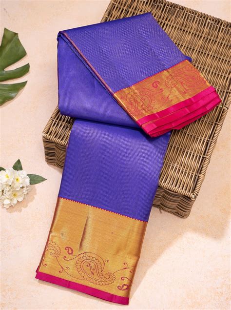 Purple and Magenta Muthu Zari Self Pure Kanchipuram Silk Saree – Clio Silks