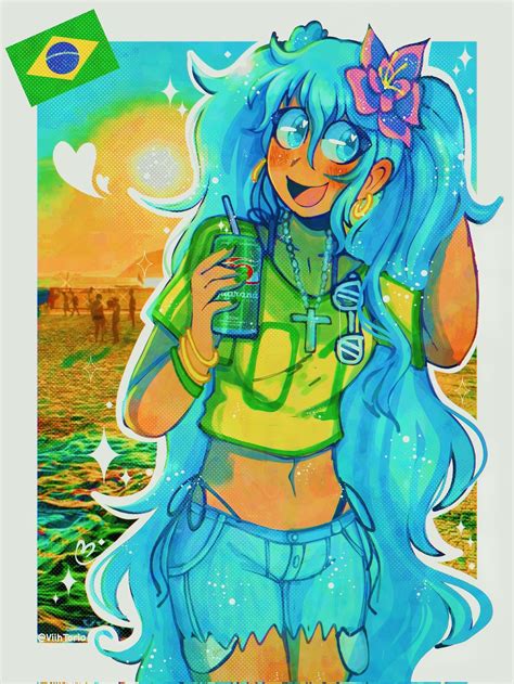 hatsune miku and brazilian miku (vocaloid) drawn by viihtoria | Danbooru