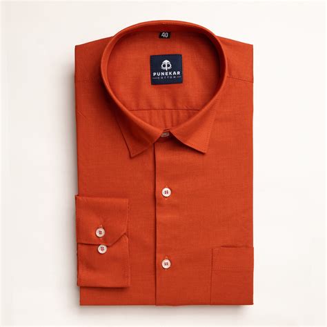 Buy Burnt Orange Color Solid Pure Cotton For Men in India at Best Price ...
