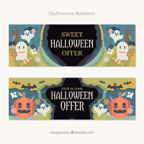 Halloween banners with lovely style | Free Vector