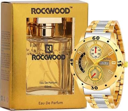 Relish Analog Gold Dail Watch with Perfume Mens Combo Pack for Men ...