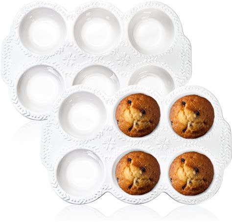 Amazon.com: Hiceeden 2 Pack 6-Cup Ceramic Muffin Pan, Nonstick Cupcake ...
