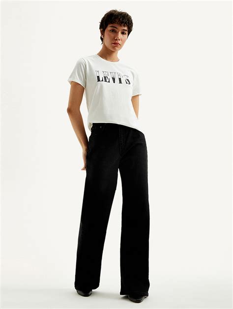 Women's Black Mile High Wide Leg Fit High Rise Jeans – Levis India Store
