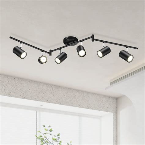 Buy Kimjo 6-Light Black Track Lighting Fixtures for Ceiling, 6 Way LED ...