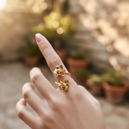 Aloura Twin Blossom Ring – Padmeya