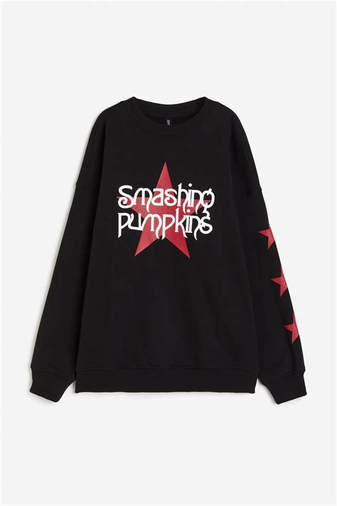 Oversized printed sweatshirt - Black/Smashing Pumpkins - Ladies | H&M IN