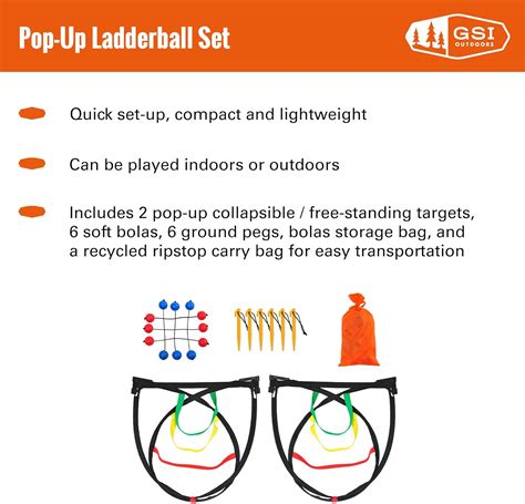 Buy Outside Inside Ladderball Game, Indoor/Outdoor Ladderball Set, 6 ...