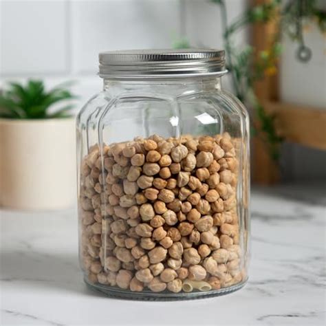 Anko 1L Clear Fluted Glass Jar for Kitchen Storage | Set of 4 ...