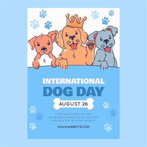 Free Vector | Hand drawn vertical poster template for international dog ...
