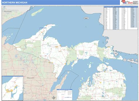 Michigan Northern Wall Map Basic Style by MarketMAPS - MapSales