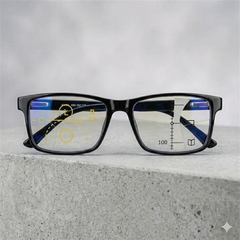 ARTView AV104 Black Rectangle Progressive Glasses with Blue Light ...