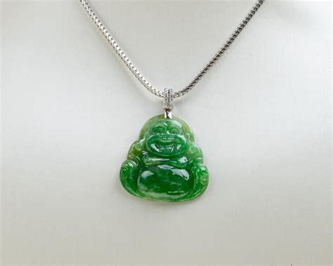 Green Jadeite Jade Buddha Pendant, Certified Untreated For Sale at ...