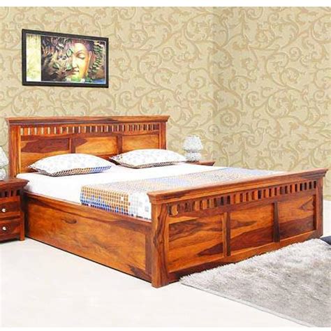 WeeHom Furniture Sheesham Wood Queen Size Bed with Box Storage for ...