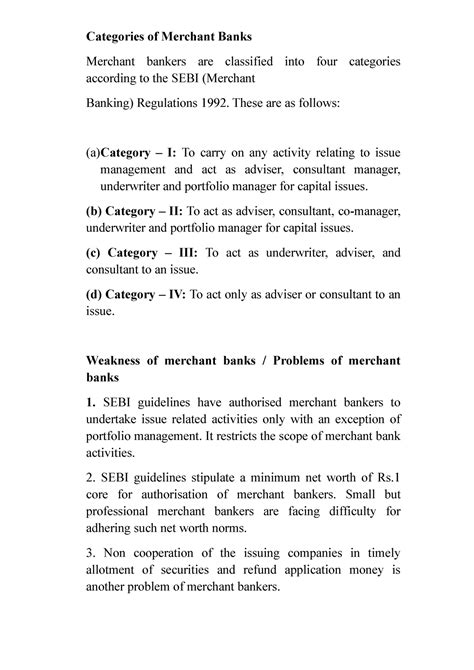 Categories and Weakness of Merchant Banks - Categories of Merchant ...