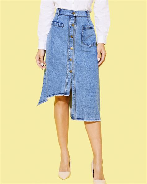 Buy Women's Blue Denim High Low Skirts Online at Bewakoof