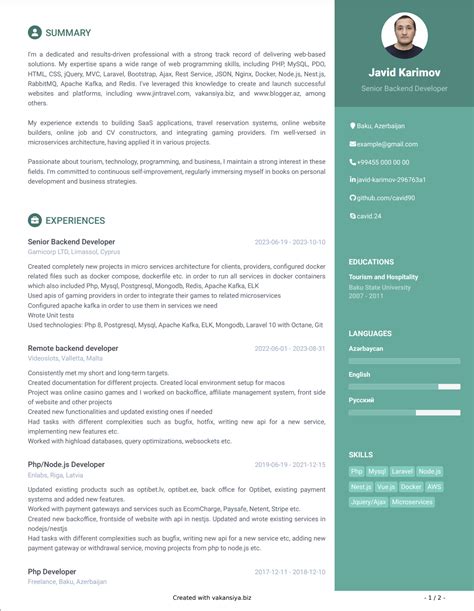 Image result for CV Examples