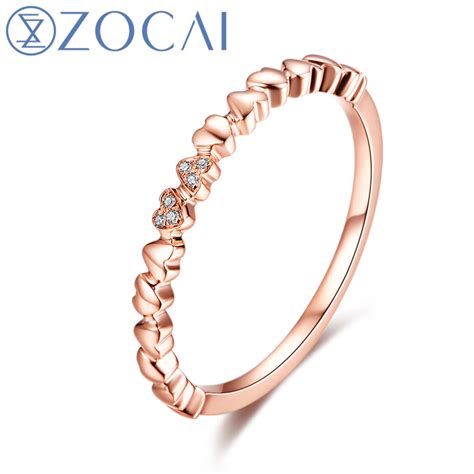 ZOCAI Real 18K Rose Gold (AU750) Genuine 0.01 CT Certified Diamond ...