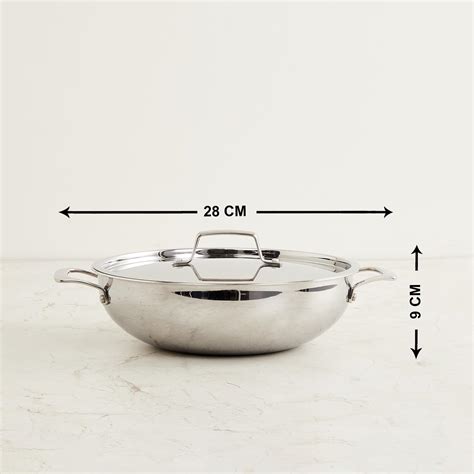 Buy Chef Special Carin Silver Stainless Steel Induction Kadai with Lid ...