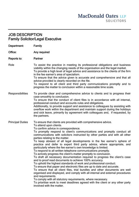 Family Lawyer Job Description | Templates at allbusinesstemplates.com