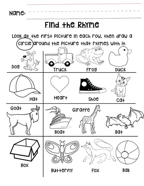 Free Printable Rhyming Worksheets For Kindergarten — Master