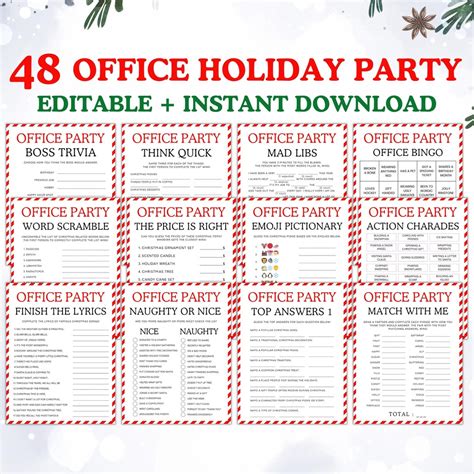 48 Office Holiday Party Games Bundle: Printable & Editable (CANVA) - Etsy