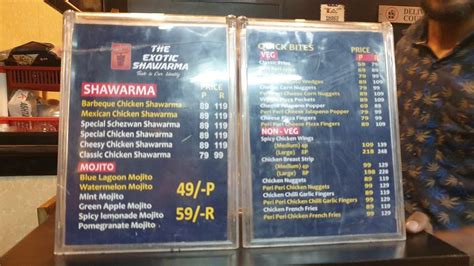 Menu at THE EXOTIC SHAWARMA, India