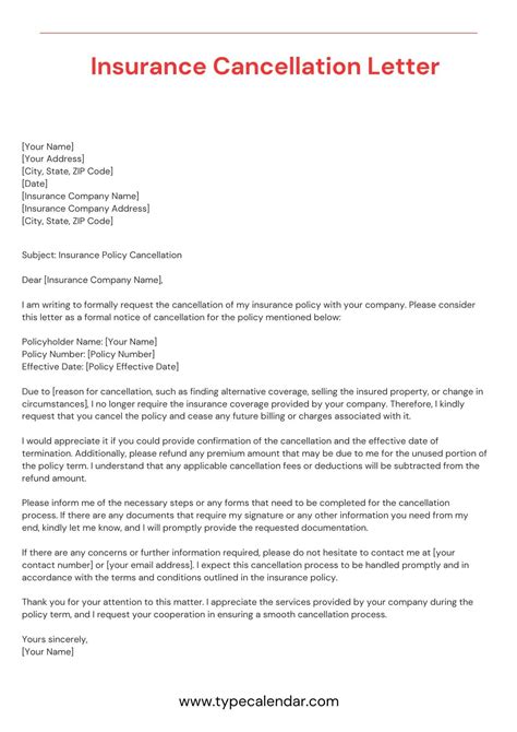 Free Printable Insurance Cancellation Letter Templates [PDF, Word]