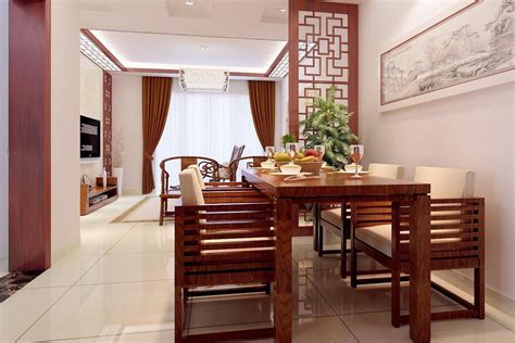 中式古典风格餐厅四人餐桌装修效果图- 中国风