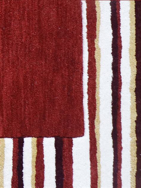 Carpet Hand Tufted 100% Woollen Maroon Border Stripes - 4ft X 6ft ...