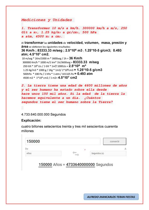 Teran Fiestas CAFI- Taller 1 - Mediciones y Unidades 1. Transformar 10 ...