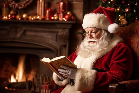 Santa Claus Reading Book Free Stock Photo - Public Domain Pictures
