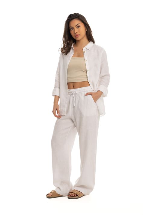 Women's White Linen Pants – Kai Collections